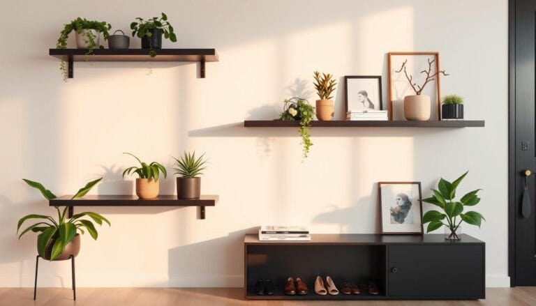 Floating Shelves Entryway