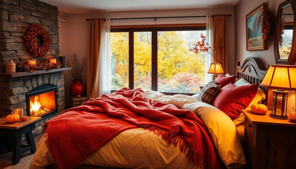 autumn colors for a cozy bedroom atmosphere