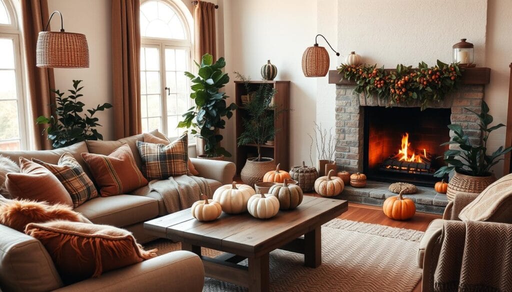earthy tones fall living room decor