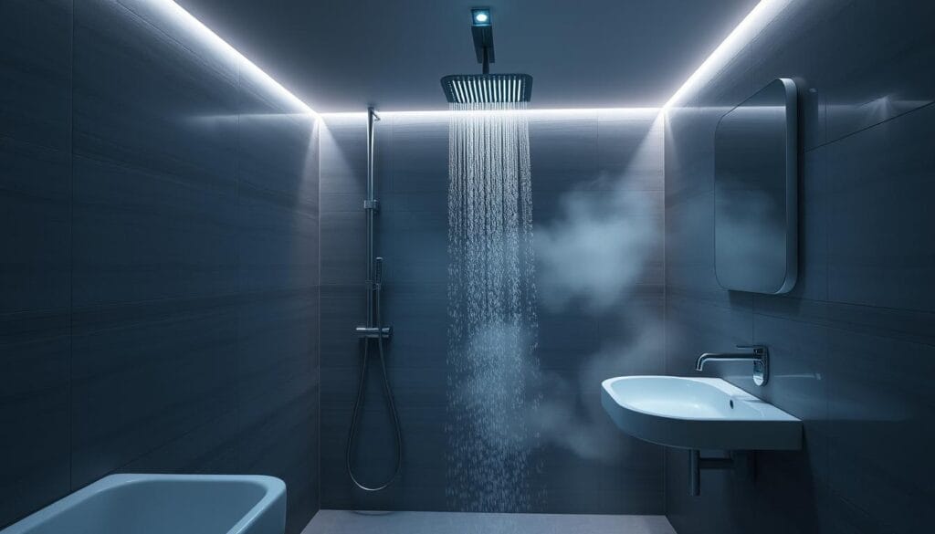 smart showers and automated lighting in modern bathrooms